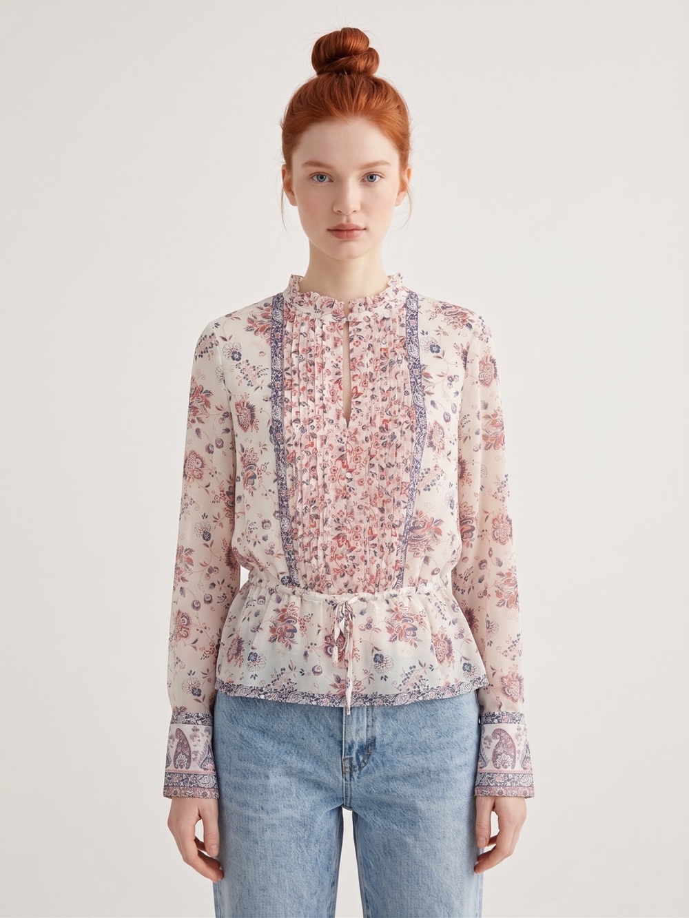 Joie 100% Silk Floral Peasant Blouse Bohemian. Ethereal. Feminine. Soft Girl. S